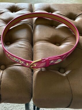 Talbots Pink Leather Tartan Belt Size Medium